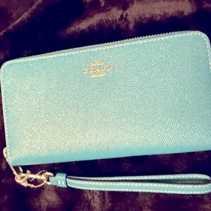 Coach Long Zip Around Wallet In Signature Jacquard